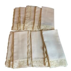 Vintage Napkin Bundle Cream Lace Trim